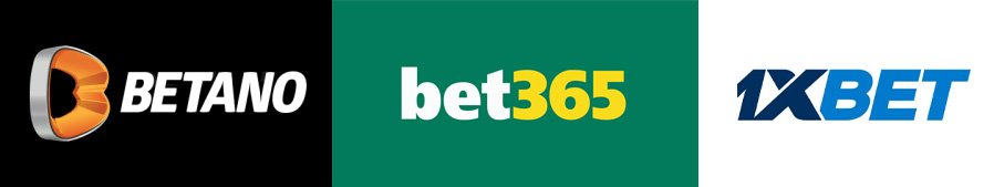 Betano logo, 1xBet logo, bet365 logo